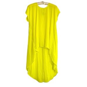 Lily Star Sheer Swim Beach Coverup High Low Tunic Blouse Bright Neon Sz M NEW